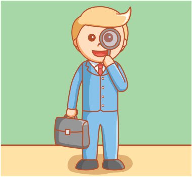 Büyüteç kullanarak iş adamı