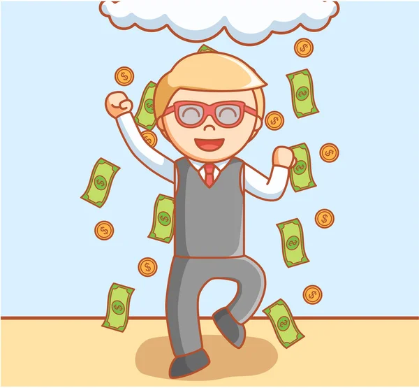 Business man regen geld — Stockvector