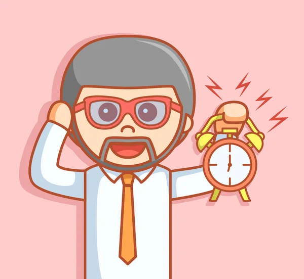 Business man holding alarm clock — Stock Vector