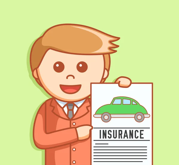 Üzleti ember autó biztosítási illusztráció design — Stock Vector