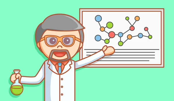 Cientista que explica a fórmula —  Vetores de Stock