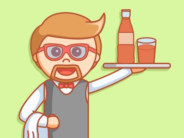 Garson içecek illüstrasyon tasarımı