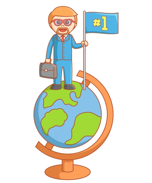 Business man standing globe illustration design — Stock Vector