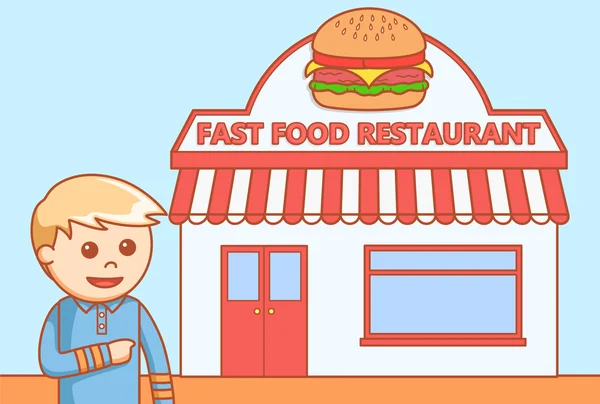 Fast food restaurante doodle ilustração — Vetor de Stock