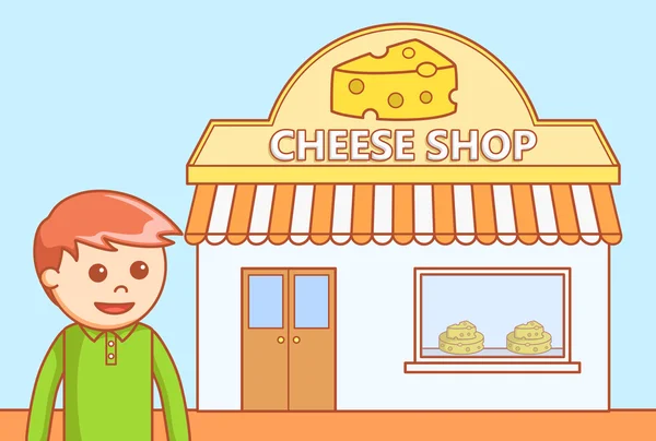 Cheese shop doodle illustration — Stock vektor