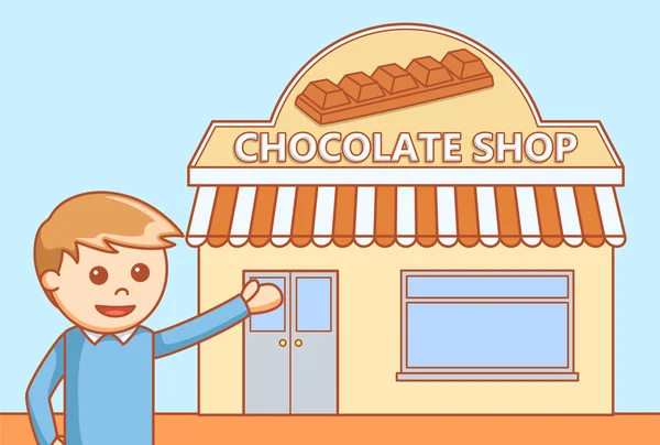 Çikolata mağazası doodle illüstrasyon — Stok Vektör