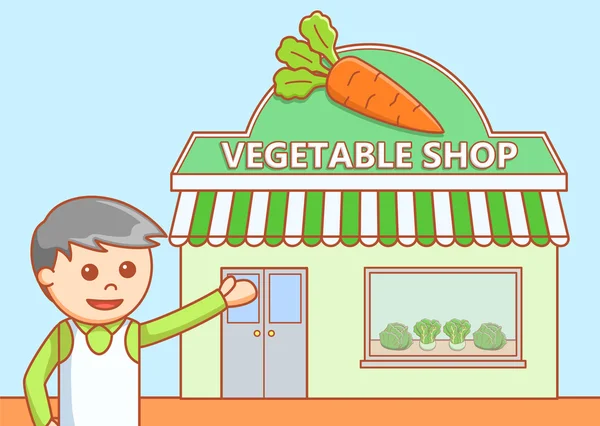 Tienda de verduras garabato ilustración — Archivo Imágenes Vectoriales