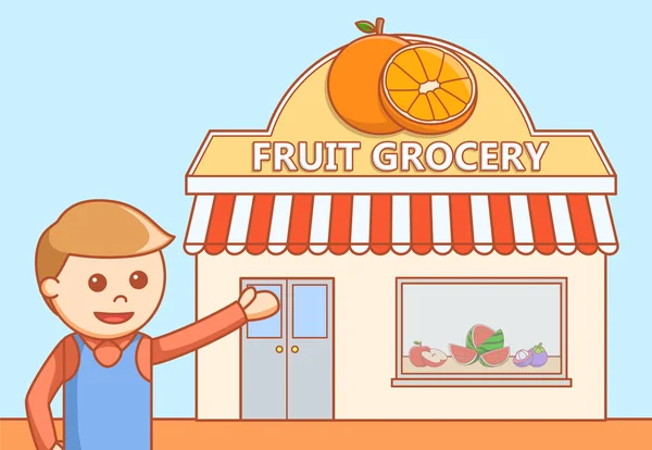 Gyümölcs grocerry doodle illusztráció — Stock Vector