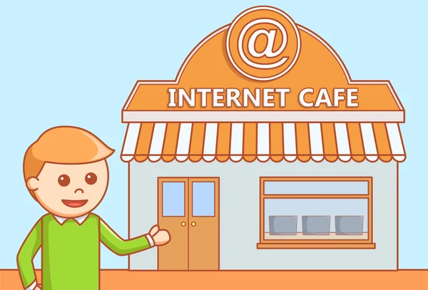 Internet Kafe doodle illüstrasyon — Stok Vektör