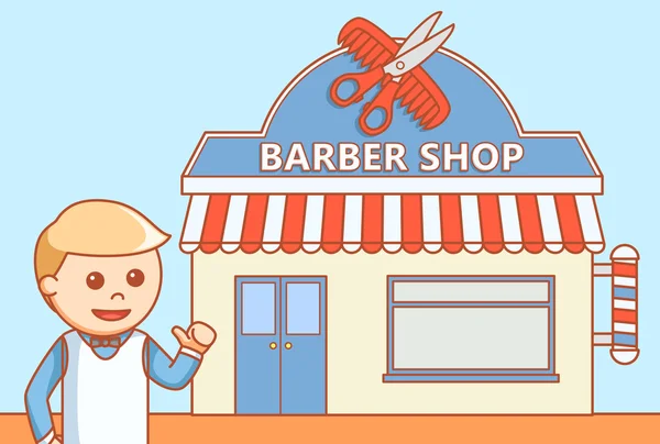 Illustrazione doodle negozio di barbiere — Vettoriale Stock