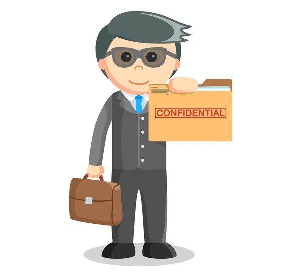Business man showing confidential folder — Stock Vector