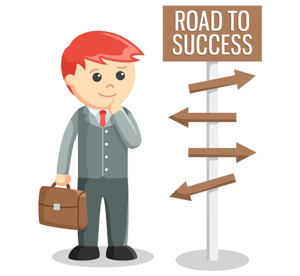 Business man road to success — Stock Vector