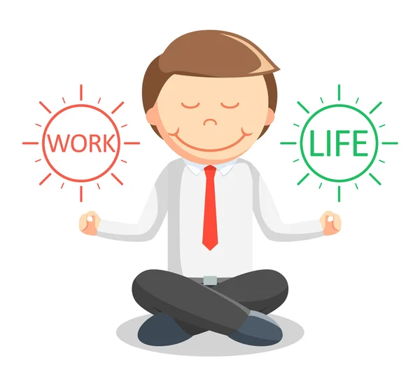 Hombre de negocios meditando vida laboral — Vector de stock