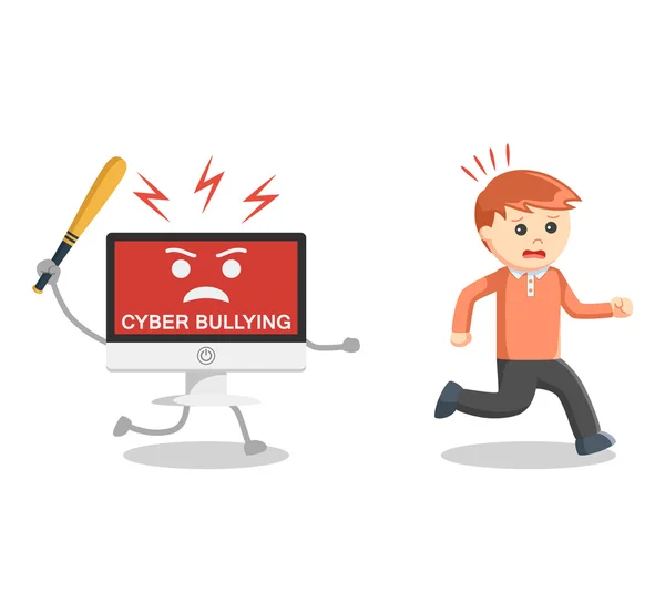 Man run away from cyber bullying — Stock Vector
