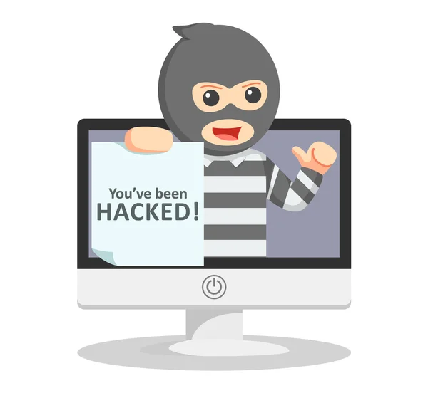 Ilustración de advertencia hackeado — Vector de stock