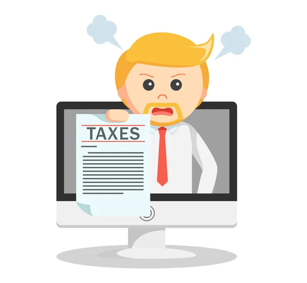 Biznes człowiek podatki online — Wektor stockowy