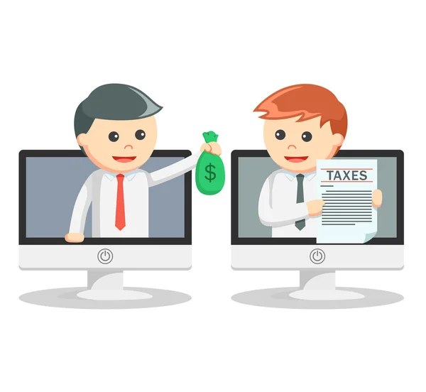 Business man paying tax online — Stock Vector