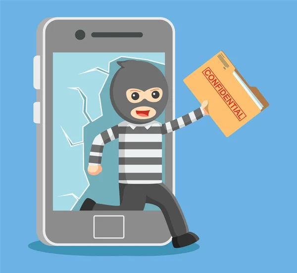 Hacker roubando dados pessoais do smartphone —  Vetores de Stock