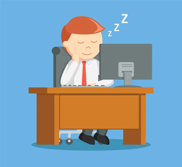 Businessman sleep while working — Stock Vector