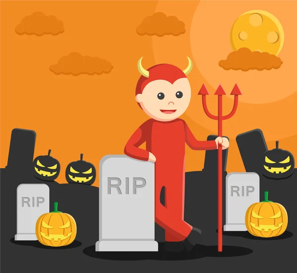 Diable à la fête d'Halloween — Image vectorielle