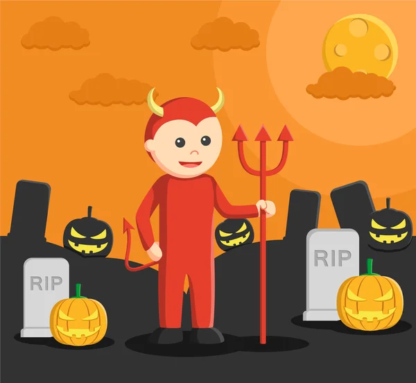 Diablo en la fiesta de Halloween — Vector de stock