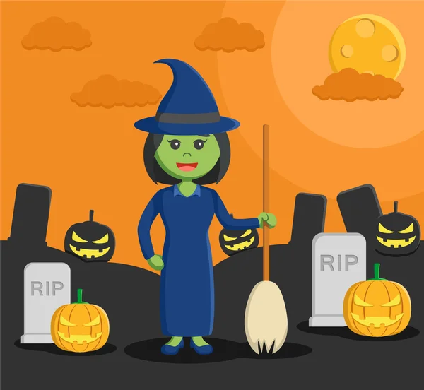 Brujas en la fiesta de Halloween — Vector de stock