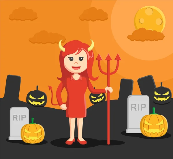 Mujer vestida como el diablo en Halloween — Archivo Imágenes Vectoriales