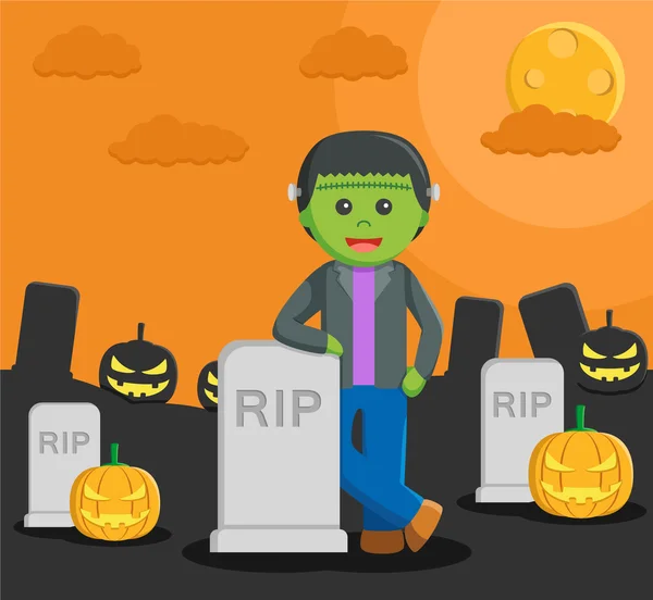 Muž, oblečený jako frankenstein v halloween — Stockový vektor