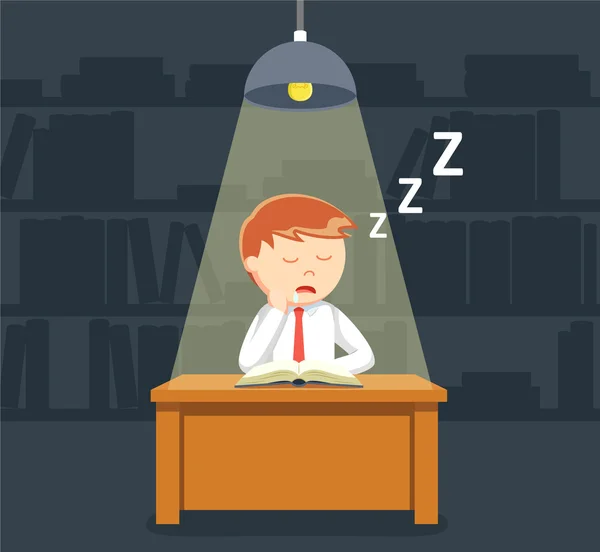 Affärsman sömn när man läser — Stock vektor