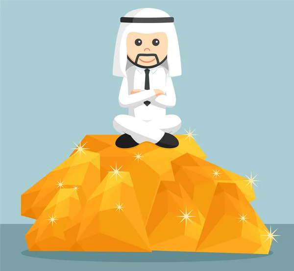 Arap işadamı turuncu elmas yığın üstüne otur — Stok Vektör