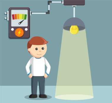 ışık evi açmak için güç kullanan bir adam