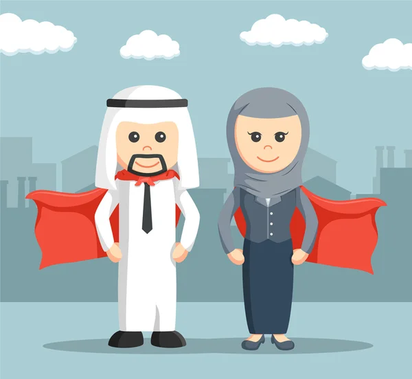 Affärsman super och affärskvinna super av arabiska — Stock vektor