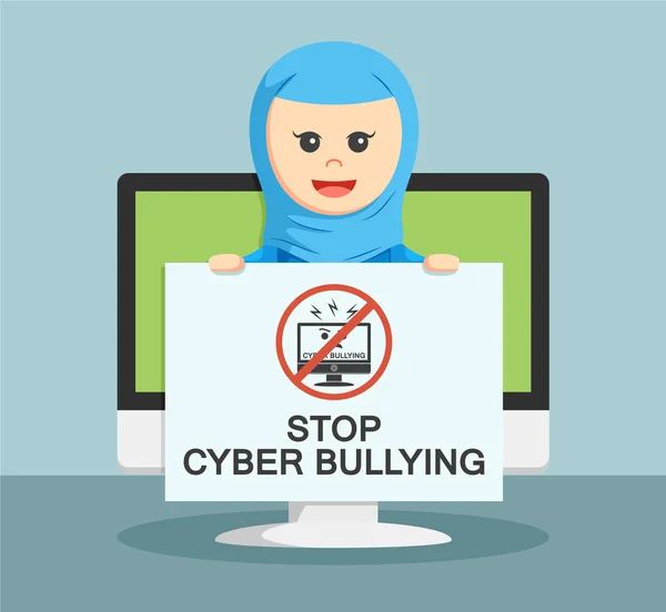 Businesswoman tell if he stops cyber bully shown to all people — Stock Vector