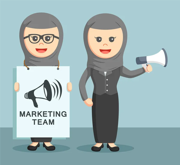 Twee Arabische zakenvrouw samenwerken als een marketing team — Stockvector