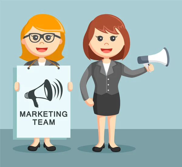 Twee zakenvrouw werk samen als een marketing team — Stockvector