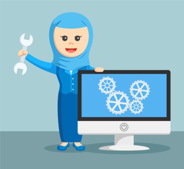 bakım İzleyicisi ile Arap iş kadını