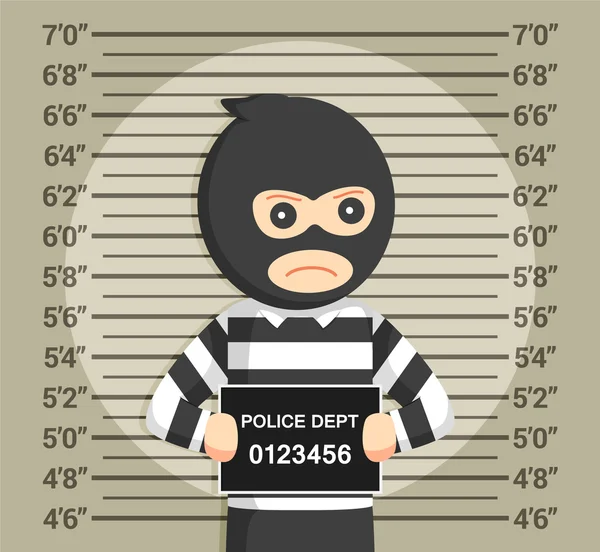 Thief with mugshot background — Stock Vector