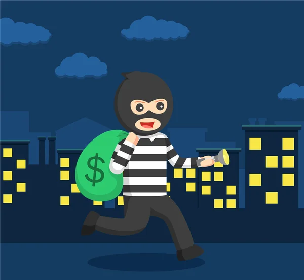 Orta gece hırsız eylem — Stok Vektör