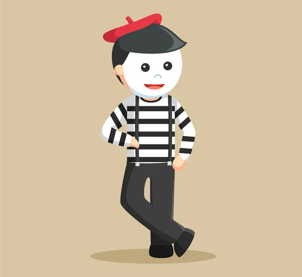 Mime performing pantomime learning — Stock Vector