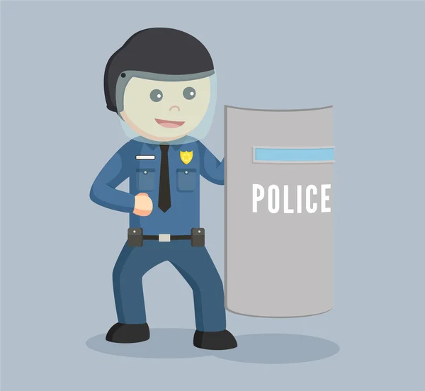 Police officer holding shield — Stock Vector