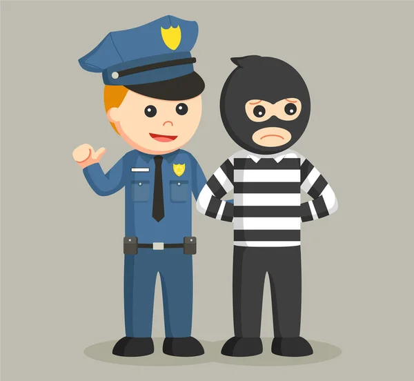 Police Officer Arrest Bank Thief — Stock Vector