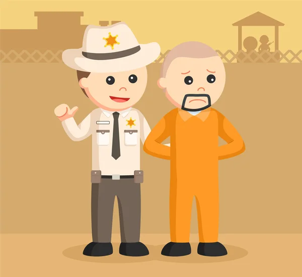 Šerif důstojník zatčení uprchlý vězeň — Stockový vektor
