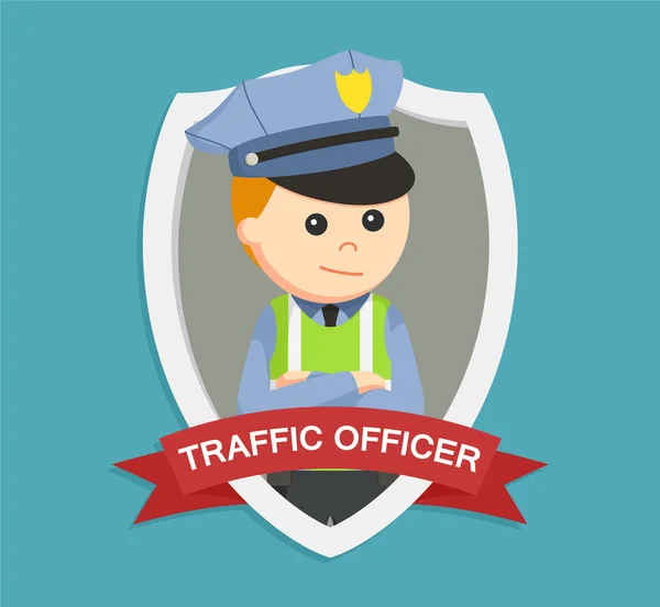 Traffic police officer in emblem colorful — Stock Vector