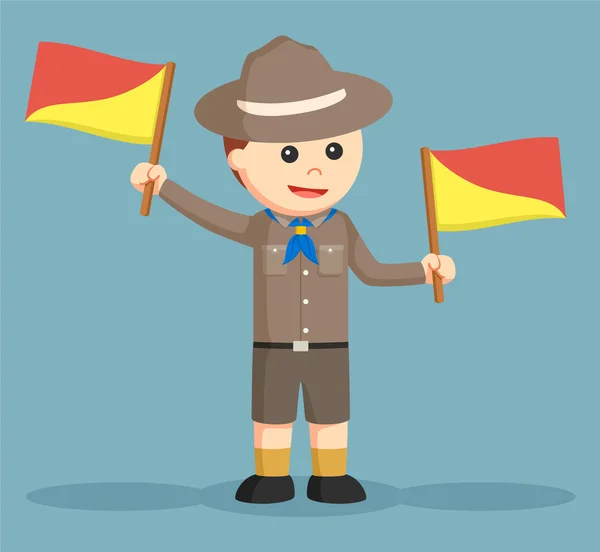 Boy scout haciendo semáforo — Vector de stock