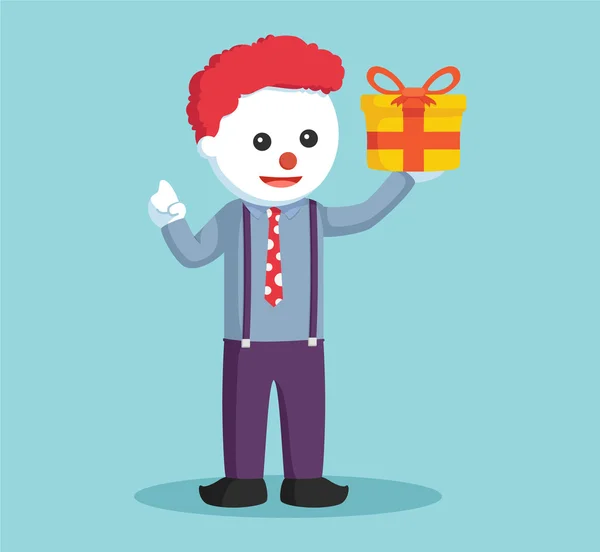 Payaso celebrar caja de regalo colorido — Vector de stock