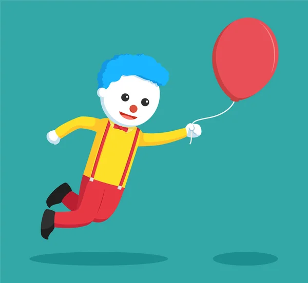 Clown met ballon kleurrijke vliegen — Stockvector