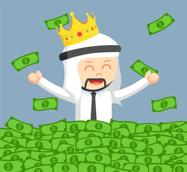 Roi arabique homme d'affaires bain d'argent — Image vectorielle