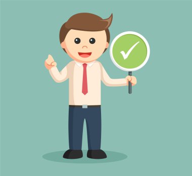 onay listesi işaret tutan işadamı