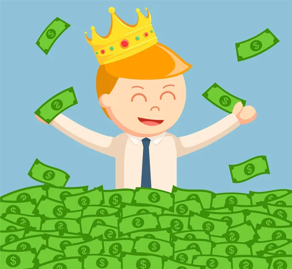 Roi homme d'affaires bain d'argent — Image vectorielle