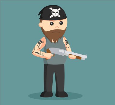 Gangster ellerinde tüfek vektör çizim tasarım